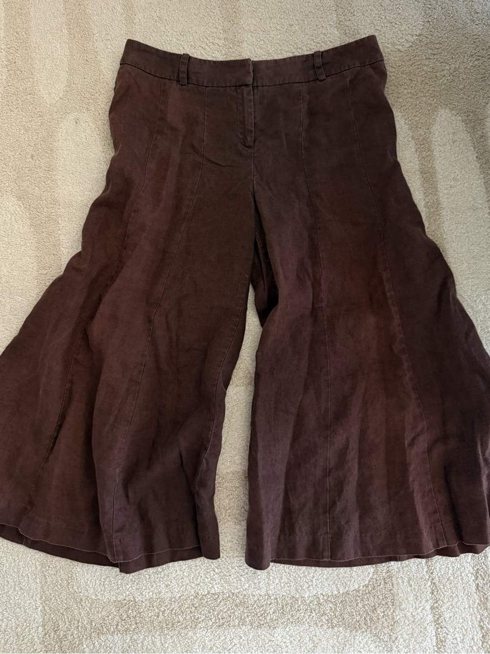 Moda International Chocolate Brown Wide-Leg Linen Blend Pants